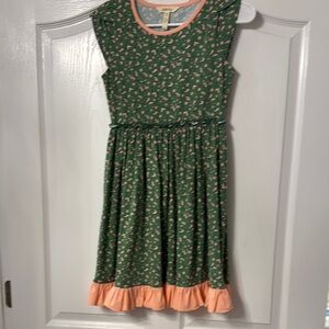 Floral Green and Pink Kids Dress